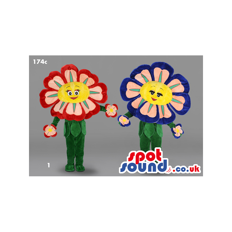 Two Flower Plush Mascots With Two Different Color Combinations