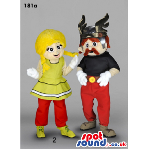 Asterix And Obelix Cartoon Blond Girl Character Mascot - Custom