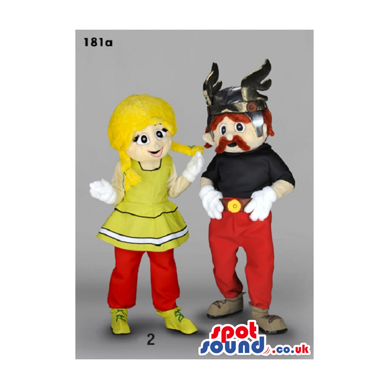 Asterix And Obelix Cartoon Blond Girl Character Mascot - Custom