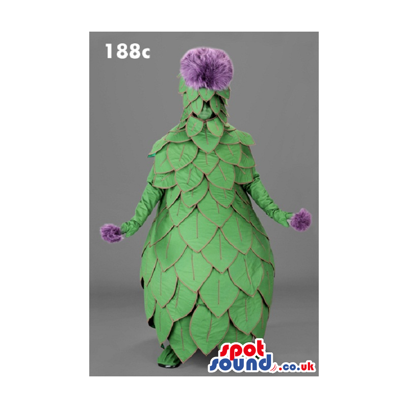 Green And Purple Artichoke Plant Flower Garden Mascot - Custom