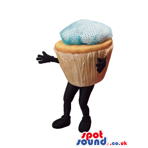 Big Muffin Food Mascot With Blue Frosting And No Face - Custom