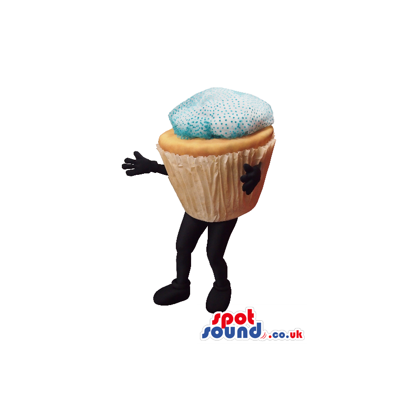 Big Muffin Food Mascot With Blue Frosting And No Face - Custom