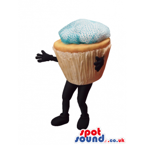 Big Muffin Food Mascot With Blue Frosting And No Face - Custom