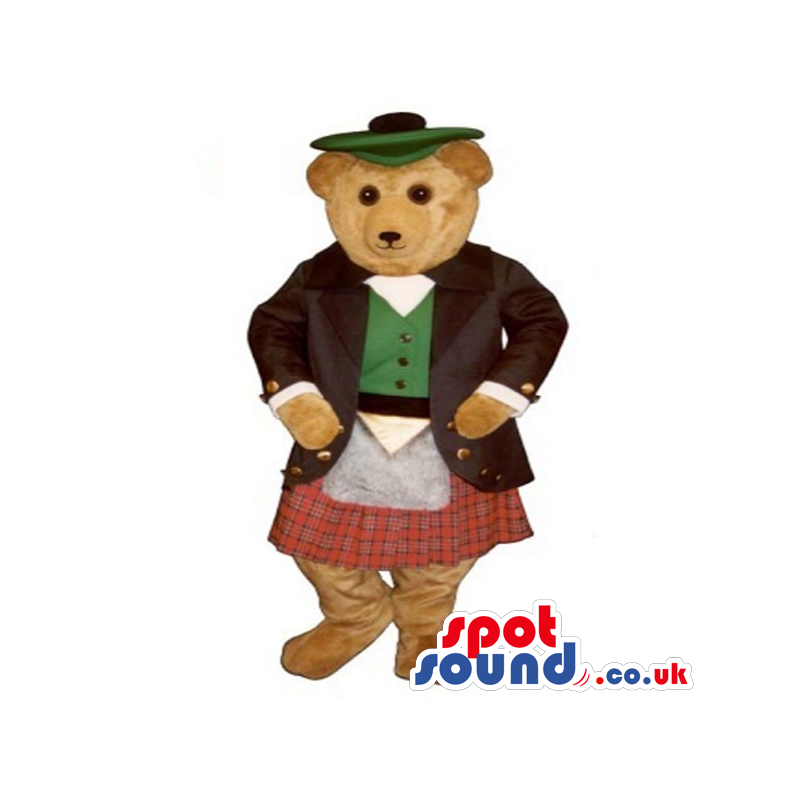 Cute Teddy Bear Plush Mascot Wearing Scottish Garments - Custom