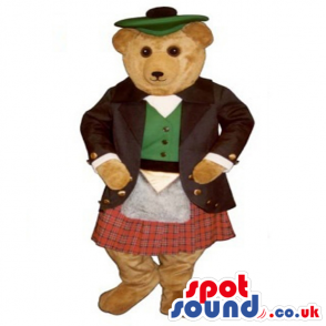 Cute Teddy Bear Plush Mascot Wearing Scottish Garments - Custom