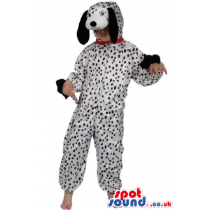 White And Black Dalmatian Dog Plush Children Size Costume -