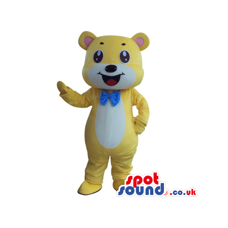 Fantasy Cute Yellow And White Teddy Bear Plush Masco - Animal mascots - MASUK006281 - SpotSound.co.uk