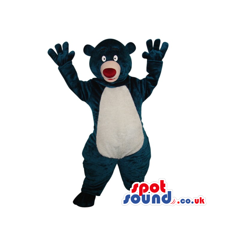 Fantasy Black And White Teddy Bear Plush Mascot With A Red Nose