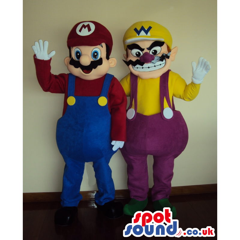 Mario and Wario mascot in their original and classic colors -