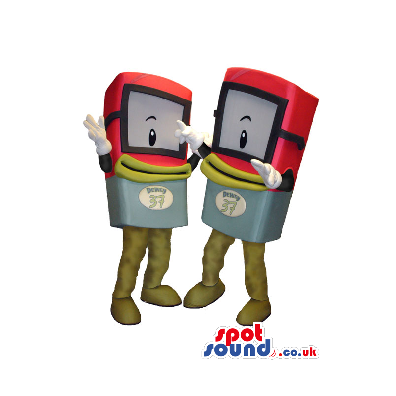 Two Walky-Talky Technology Device Mascots With Logos - Custom