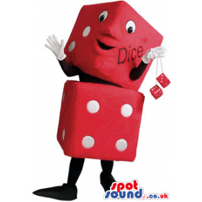 Cute Two Red And White Dice Plush Mascot With Text - Custom