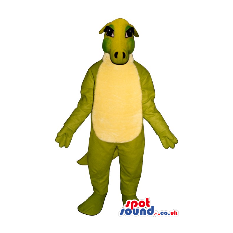 Customizable Green Alligator Plush Mascot With A Yellow Belly -