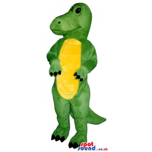 Green Alligator Plush Mascot With A Yellow Belly And Wire