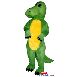 Green Alligator Plush Mascot With A Yellow Belly And Wire