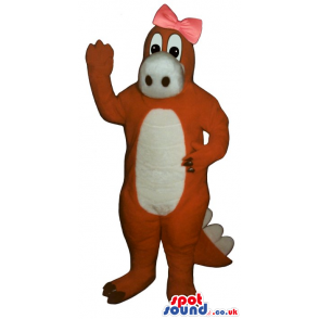 Orange Alligator Plush Mascot With A White Belly And Pink