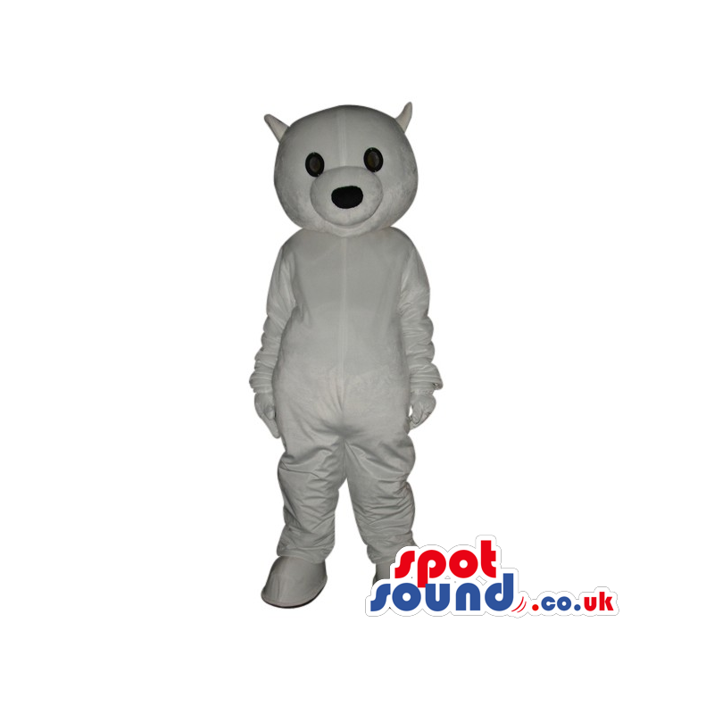 Customizable All White Cute Teddy Bear Plush Mascot. - Custom