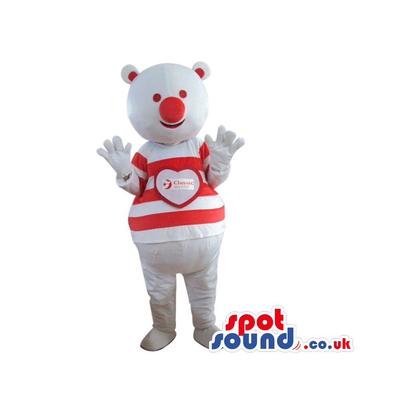 Teddy Bear Plush Mascot With A Big Red Nose Wearing A Sweater -