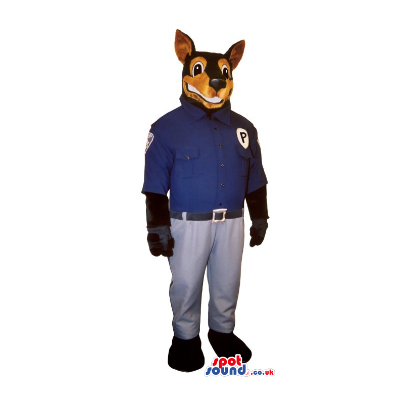 Big Brown Dog Plush Mascot Wearing Police Garments - Custom