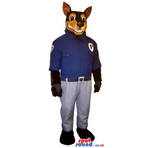 Big Brown Dog Plush Mascot Wearing Police Garments - Custom