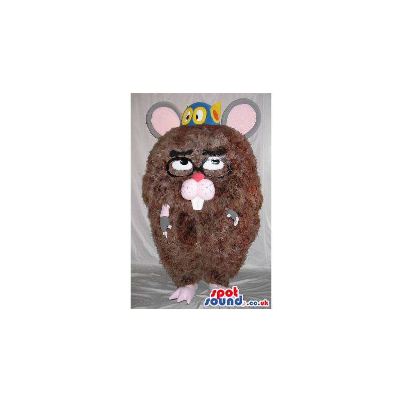 Brown Funny Hamster Pet Mascot With Glasses And A Toy - Custom