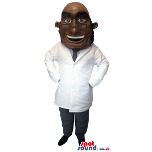 Happy Man Character Mascot Wearing Doctor Garments - Custom