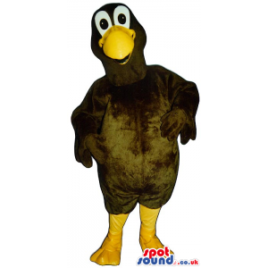 Funny Dark Brown Bird Plush Mascot With A Yellow Beak - Custom