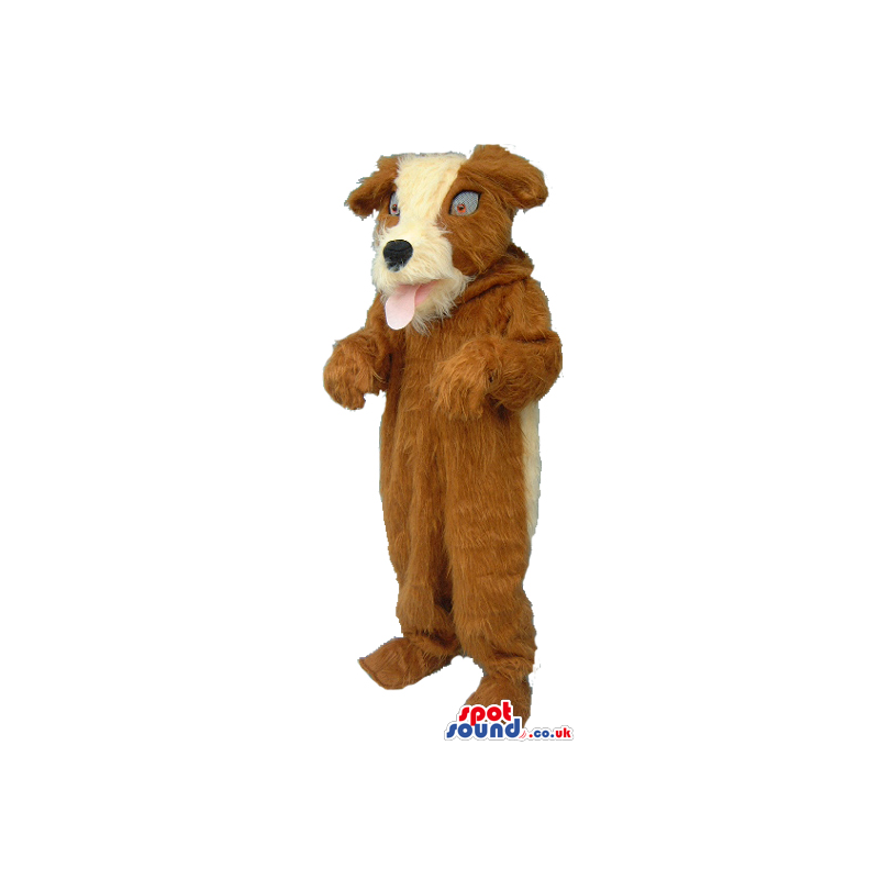 Cute Hairy Brown Dog Plush Mascot With A White Face - Custom