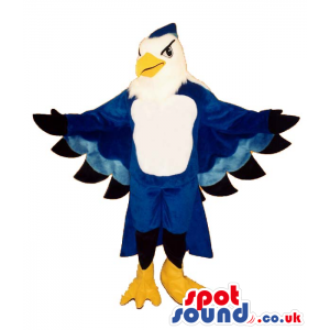 Cool Blue And White Bird Plush Mascot With Beautiful Wings -