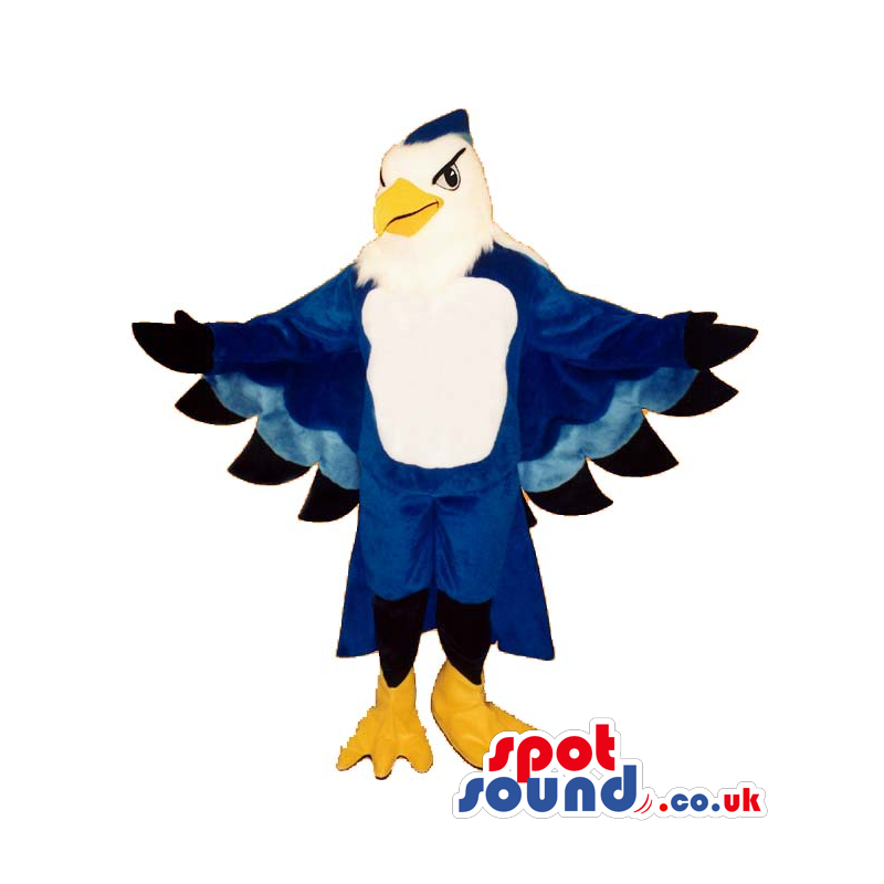 Cool Blue And White Bird Plush Mascot With Beautiful Wings -