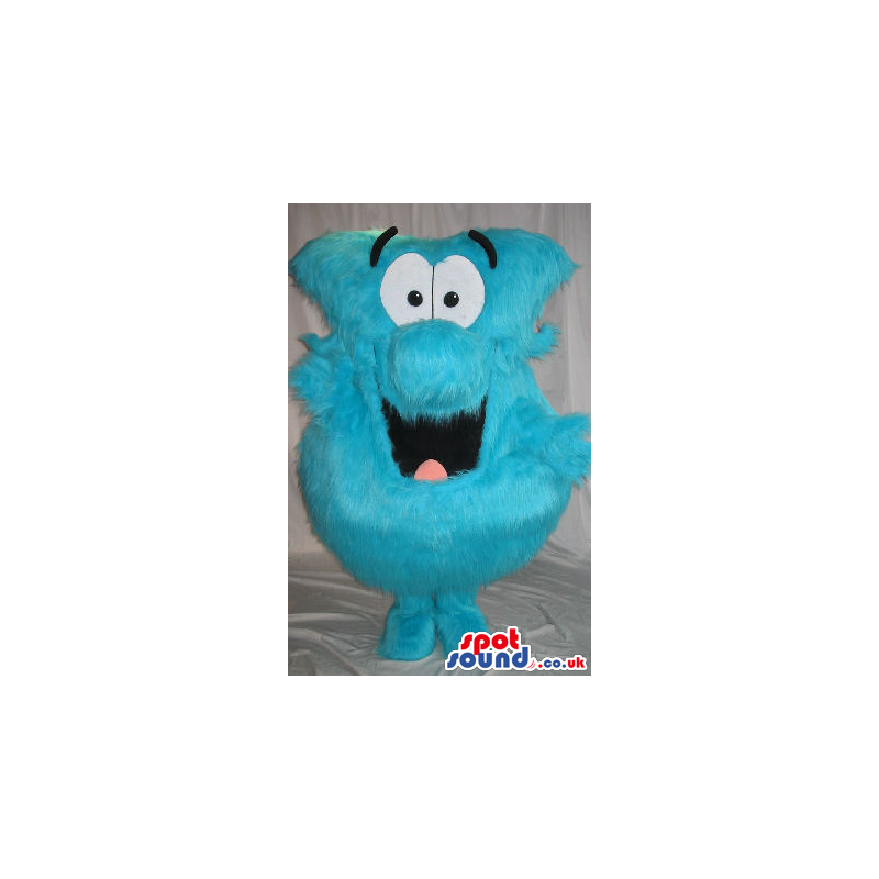Hairy Blue Creature Plush Mascot With Big Cartoon Face - Custom