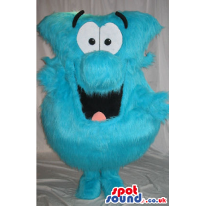 Hairy Blue Creature Plush Mascot With Big Cartoon Face - Custom