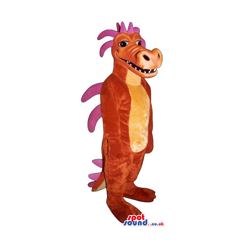 Red And Orange Dragon Plush Mascot With Purple Spikes - Custom