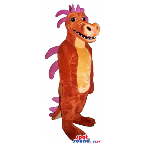 Red And Orange Dragon Plush Mascot With Purple Spikes - Custom