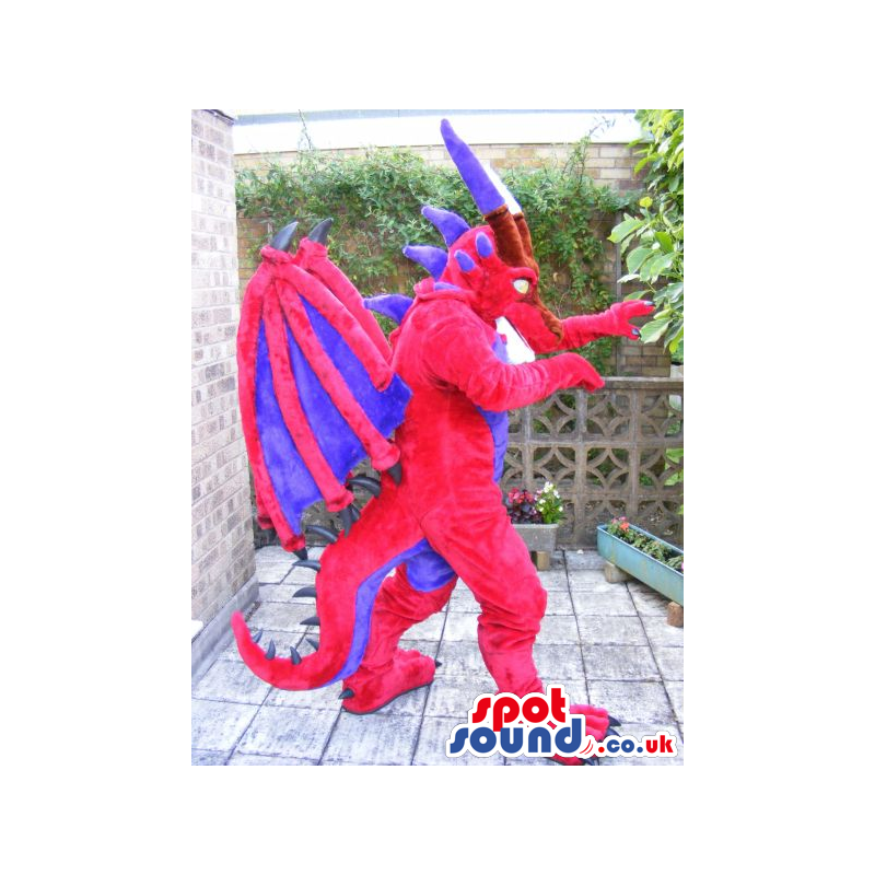Red And Blue Dragon Plush Mascot With Amazing Wings - Custom