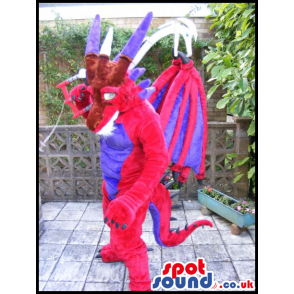 Red And Blue Dragon Plush Mascot With Amazing Wings - Custom