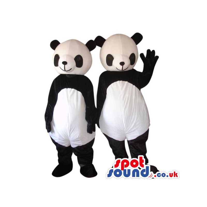 Customizable Plain Two Panda Bears Couple Plush Mascots -