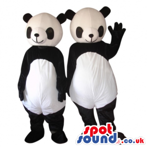 Customizable Plain Two Panda Bears Couple Plush Mascots -