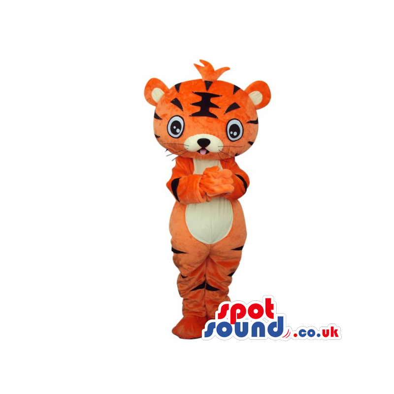 Fantasy Cartoon Orange Tiger Plush Mascot With White Belly -