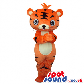 Fantasy Cartoon Orange Tiger Plush Mascot With White Belly -