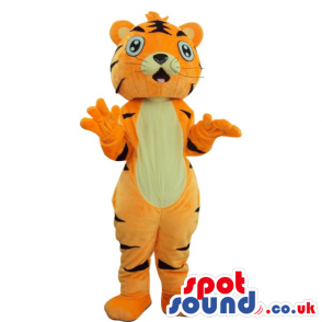 Fantasy Cartoon Orange Tiger Plush Mascot With White Belly -