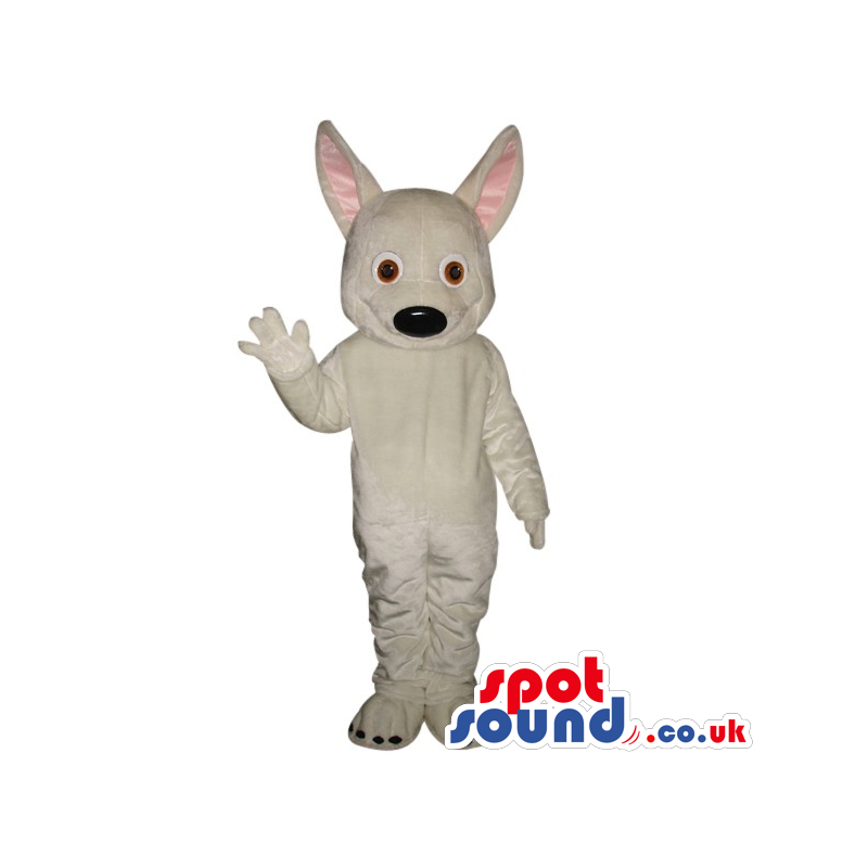 Cute All White Dog Plush Animal Mascot With Long Big Ears -