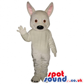 Cute All White Dog Plush Animal Mascot With Long Big Ears -