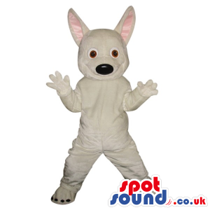 Cute All White Dog Plush Animal Mascot With Long Big Ears -