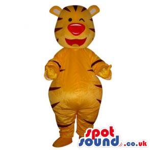 Laughing Orange Tiger Plush Mascot With Big Red Nose - Custom