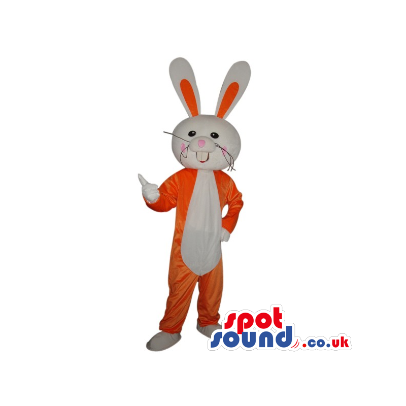 Cute Fantasy Orange Bunny Plush Mascot With White Belly -