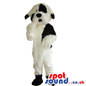 Cute White And Black Hairy Dog Plush Animal Mascot - Custom