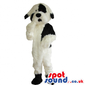 Cute White And Black Hairy Dog Plush Animal Mascot - Custom