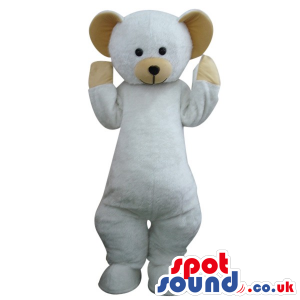 Cute White Teddy Bear Toy Plush Mascot With Brown Ears - Custom