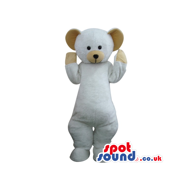 Cute White Teddy Bear Toy Plush Mascot With Brown Ears - Custom