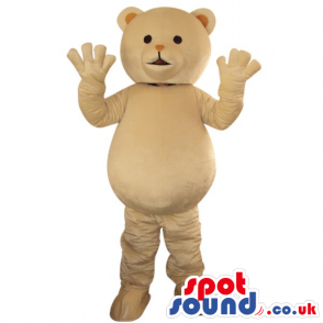 Cute White Teddy Bear Toy Plush Mascot With Round Belly -